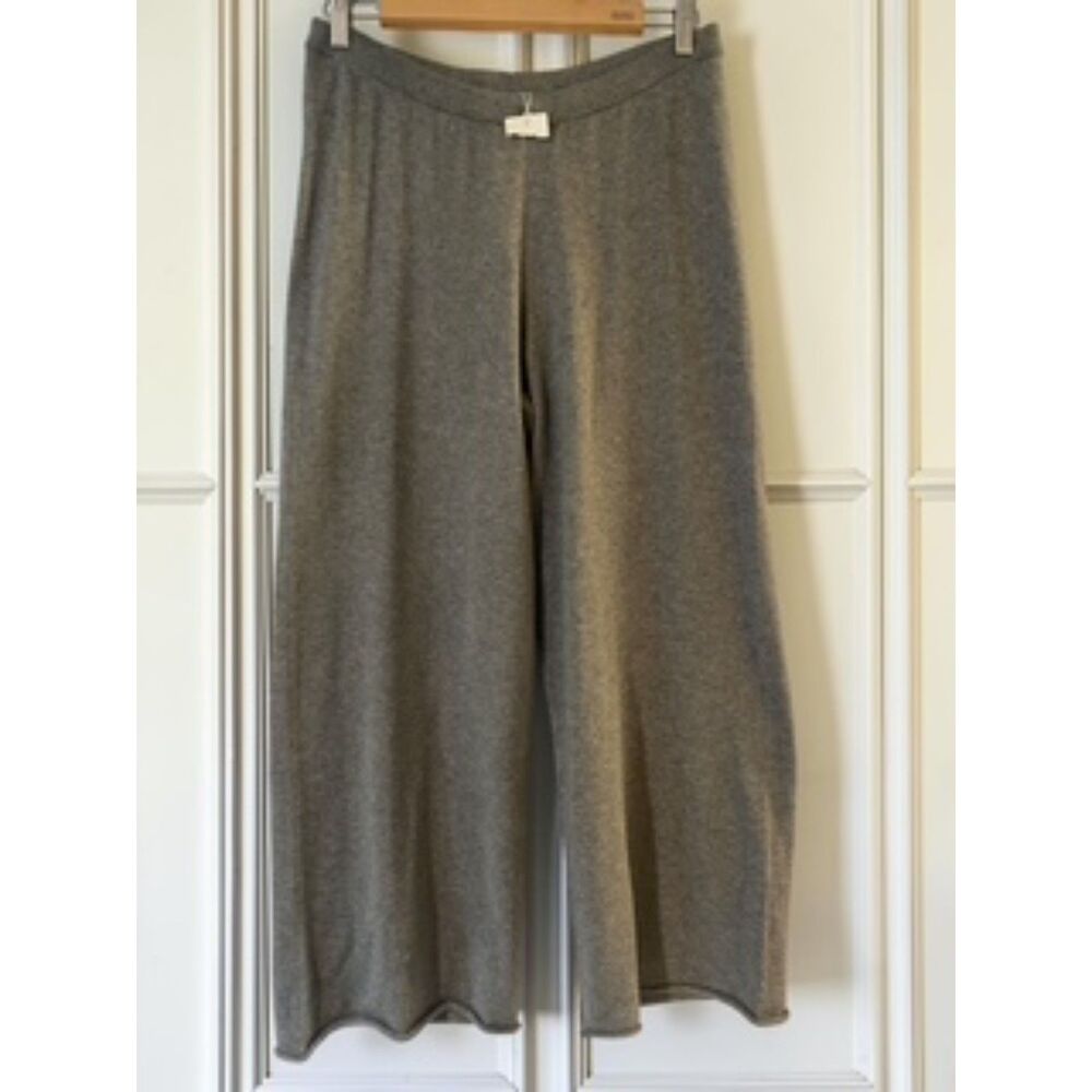 Eileen Fisher Organic Cotton Knit Wide Leg Crop Pants Heather Grey XXS NWOT